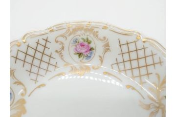 フランス　LIMOGES(リモージュ)　Georges Boyer(ジョルジュ ボワイエ)　バラの絵付けが上品なプレート5枚セット(薔薇、ローズ、磁器、金彩、深皿、小皿、洋食器)(R-078633)