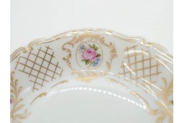 フランス　LIMOGES(リモージュ)　Georges Boyer(ジョルジュ ボワイエ)　バラの絵付けが上品なプレート5枚セット(薔薇、ローズ、磁器、金彩、深皿、小皿、洋食器)(R-078633)