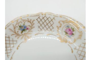 フランス　LIMOGES(リモージュ)　Georges Boyer(ジョルジュ ボワイエ)　バラの絵付けが上品なプレート5枚セット(薔薇、ローズ、磁器、金彩、深皿、小皿、洋食器)(R-078633)