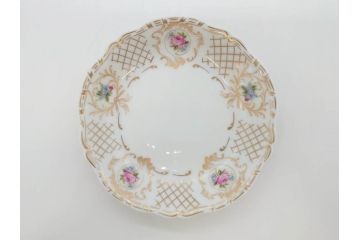 フランス　LIMOGES(リモージュ)　Georges Boyer(ジョルジュ ボワイエ)　バラの絵付けが上品なプレート5枚セット(薔薇、ローズ、磁器、金彩、深皿、小皿、洋食器)(R-078633)