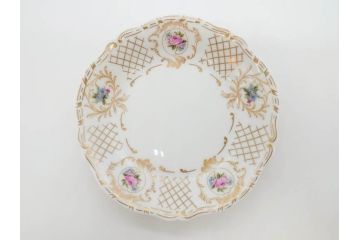 フランス　LIMOGES(リモージュ)　Georges Boyer(ジョルジュ ボワイエ)　バラの絵付けが上品なプレート5枚セット(薔薇、ローズ、磁器、金彩、深皿、小皿、洋食器)(R-078633)