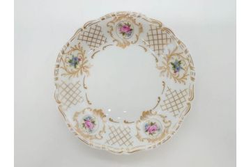 フランス　LIMOGES(リモージュ)　Georges Boyer(ジョルジュ ボワイエ)　バラの絵付けが上品なプレート5枚セット(薔薇、ローズ、磁器、金彩、深皿、小皿、洋食器)(R-078634)