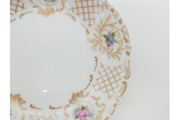 フランス　LIMOGES(リモージュ)　Georges Boyer(ジョルジュ ボワイエ)　バラの絵付けが上品なプレート5枚セット(薔薇、ローズ、磁器、金彩、深皿、小皿、洋食器)(R-078634)