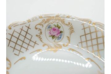 フランス　LIMOGES(リモージュ)　Georges Boyer(ジョルジュ ボワイエ)　バラの絵付けが上品なプレート5枚セット(薔薇、ローズ、磁器、金彩、深皿、小皿、洋食器)(R-078634)