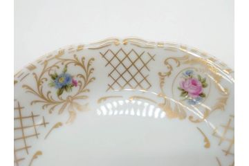 フランス　LIMOGES(リモージュ)　Georges Boyer(ジョルジュ ボワイエ)　バラの絵付けが上品なプレート5枚セット(薔薇、ローズ、磁器、金彩、深皿、小皿、洋食器)(R-078634)