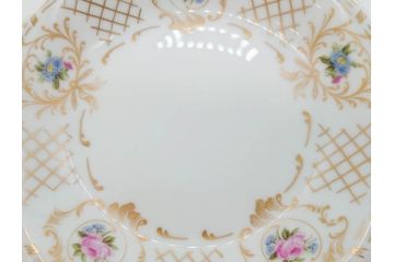 フランス　LIMOGES(リモージュ)　Georges Boyer(ジョルジュ ボワイエ)　バラの絵付けが上品なプレート5枚セット(薔薇、ローズ、磁器、金彩、深皿、小皿、洋食器)(R-078634)