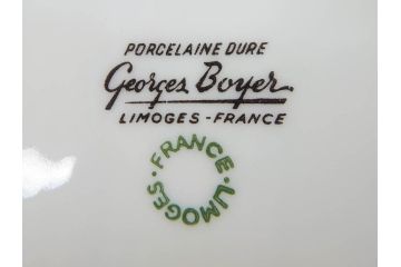 フランス　LIMOGES(リモージュ)　Georges Boyer(ジョルジュ ボワイエ)　バラの絵付けが上品なプレート5枚セット(薔薇、ローズ、磁器、金彩、深皿、小皿、洋食器)(R-078634)