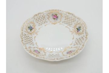 フランス　LIMOGES(リモージュ)　Georges Boyer(ジョルジュ ボワイエ)　バラの絵付けが上品なプレート5枚セット(薔薇、ローズ、磁器、金彩、深皿、小皿、洋食器)(R-078634)
