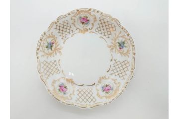 フランス　LIMOGES(リモージュ)　Georges Boyer(ジョルジュ ボワイエ)　バラの絵付けが上品なプレート5枚セット(薔薇、ローズ、磁器、金彩、深皿、小皿、洋食器)(R-078634)