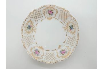 フランス　LIMOGES(リモージュ)　Georges Boyer(ジョルジュ ボワイエ)　バラの絵付けが上品なプレート5枚セット(薔薇、ローズ、磁器、金彩、深皿、小皿、洋食器)(R-078634)