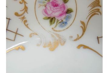 フランス　LIMOGES(リモージュ)　Georges Boyer(ジョルジュ ボワイエ)　バラの絵付けが上品なプレート5枚セット(薔薇、ローズ、磁器、金彩、深皿、小皿、洋食器)(R-078634)