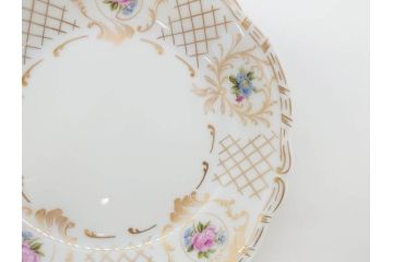フランス　LIMOGES(リモージュ)　Georges Boyer(ジョルジュ ボワイエ)　バラの絵付けが上品なプレート5枚セット(薔薇、ローズ、磁器、金彩、深皿、小皿、洋食器)(R-078635)
