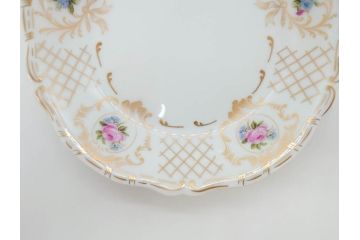 フランス　LIMOGES(リモージュ)　Georges Boyer(ジョルジュ ボワイエ)　バラの絵付けが上品なプレート5枚セット(薔薇、ローズ、磁器、金彩、深皿、小皿、洋食器)(R-078635)