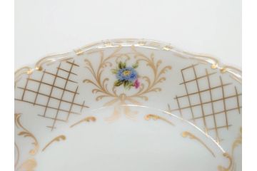 フランス　LIMOGES(リモージュ)　Georges Boyer(ジョルジュ ボワイエ)　バラの絵付けが上品なプレート5枚セット(薔薇、ローズ、磁器、金彩、深皿、小皿、洋食器)(R-078635)
