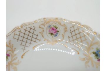 フランス　LIMOGES(リモージュ)　Georges Boyer(ジョルジュ ボワイエ)　バラの絵付けが上品なプレート5枚セット(薔薇、ローズ、磁器、金彩、深皿、小皿、洋食器)(R-078635)