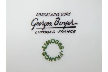 フランス　LIMOGES(リモージュ)　Georges Boyer(ジョルジュ ボワイエ)　バラの絵付けが上品なプレート5枚セット(薔薇、ローズ、磁器、金彩、深皿、小皿、洋食器)(R-078635)