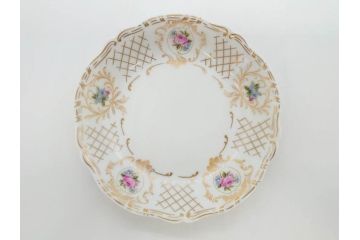 フランス　LIMOGES(リモージュ)　Georges Boyer(ジョルジュ ボワイエ)　バラの絵付けが上品なプレート5枚セット(薔薇、ローズ、磁器、金彩、深皿、小皿、洋食器)(R-078635)