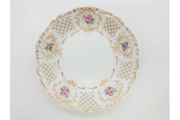 フランス　LIMOGES(リモージュ)　Georges Boyer(ジョルジュ ボワイエ)　バラの絵付けが上品なプレート5枚セット(薔薇、ローズ、磁器、金彩、深皿、小皿、洋食器)(R-078635)