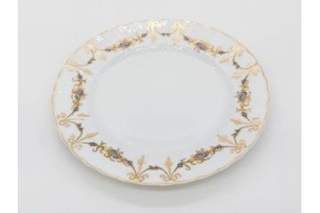 フランス　BERNARDAUD(ベルナルド)　LIMOGES(リモージュ)　マリー・テレーズ　細かな花のガーランドが装飾された優雅なプレート3枚セット(MARIE THERESE、リボン、花、フラワー、金彩、大皿、磁器、洋食器)(R-078636)