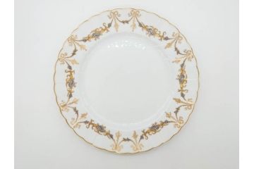 フランス　BERNARDAUD(ベルナルド)　LIMOGES(リモージュ)　マリー・テレーズ　細かな花のガーランドが装飾された優雅なプレート3枚セット(MARIE THERESE、リボン、花、フラワー、金彩、大皿、磁器、洋食器)(R-078636)
