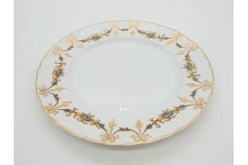 フランス　BERNARDAUD(ベルナルド)　LIMOGES(リモージュ)　マリー・テレーズ　細かな花のガーランドが装飾された優雅なプレート3枚セット(MARIE THERESE、リボン、花、フラワー、金彩、大皿、磁器、洋食器)(R-078636)
