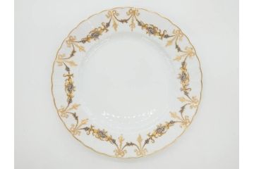フランス　BERNARDAUD(ベルナルド)　LIMOGES(リモージュ)　マリー・テレーズ　細かな花のガーランドが装飾された優雅なプレート3枚セット(MARIE THERESE、リボン、花、フラワー、金彩、大皿、磁器、洋食器)(R-078636)