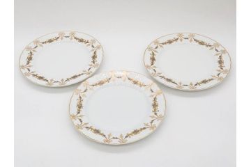フランス　BERNARDAUD(ベルナルド)　LIMOGES(リモージュ)　マリー・テレーズ　細かな花のガーランドが装飾された優雅なプレート3枚セット(MARIE THERESE、リボン、花、フラワー、金彩、中皿、大皿、磁器、洋食器)(R-078637)