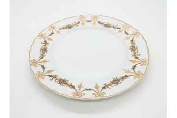 フランス　BERNARDAUD(ベルナルド)　LIMOGES(リモージュ)　マリー・テレーズ　細かな花のガーランドが装飾された優雅なプレート3枚セット(MARIE THERESE、リボン、花、フラワー、金彩、中皿、大皿、磁器、洋食器)(R-078637)