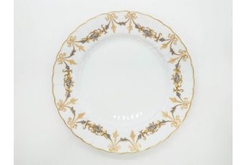 フランス　BERNARDAUD(ベルナルド)　LIMOGES(リモージュ)　マリー・テレーズ　細かな花のガーランドが装飾された優雅なプレート3枚セット(MARIE THERESE、リボン、花、フラワー、金彩、中皿、大皿、磁器、洋食器)(R-078637)