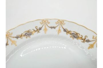 フランス　BERNARDAUD(ベルナルド)　LIMOGES(リモージュ)　マリー・テレーズ　細かな花のガーランドが装飾された優雅なプレート3枚セット(MARIE THERESE、リボン、花、フラワー、金彩、中皿、大皿、磁器、洋食器)(R-078637)