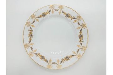 フランス　BERNARDAUD(ベルナルド)　LIMOGES(リモージュ)　マリー・テレーズ　細かな花のガーランドが装飾された優雅なプレート3枚セット(MARIE THERESE、リボン、花、フラワー、金彩、中皿、大皿、磁器、洋食器)(R-078637)