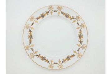 フランス　BERNARDAUD(ベルナルド)　LIMOGES(リモージュ)　マリー・テレーズ　細かな花のガーランドが装飾された優雅なプレート3枚セット(MARIE THERESE、リボン、花、フラワー、金彩、中皿、大皿、磁器、洋食器)(R-078637)
