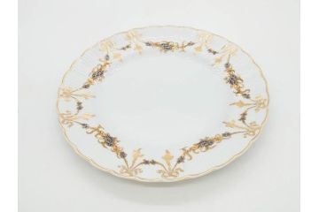 フランス　BERNARDAUD(ベルナルド)　LIMOGES(リモージュ)　マリー・テレーズ　細かな花のガーランドが装飾された優雅なプレート4枚セット(MARIE THERESE、リボン、花、フラワー、金彩、中皿、磁器、洋食器)(R-078638)