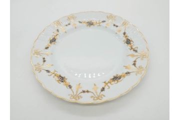 フランス　BERNARDAUD(ベルナルド)　LIMOGES(リモージュ)　マリー・テレーズ　細かな花のガーランドが装飾された優雅なプレート4枚セット(MARIE THERESE、リボン、花、フラワー、金彩、中皿、磁器、洋食器)(R-078638)