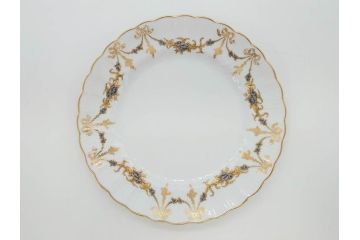 フランス　BERNARDAUD(ベルナルド)　LIMOGES(リモージュ)　マリー・テレーズ　細かな花のガーランドが装飾された優雅なプレート4枚セット(MARIE THERESE、リボン、花、フラワー、金彩、中皿、磁器、洋食器)(R-078638)