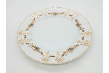 フランス　BERNARDAUD(ベルナルド)　LIMOGES(リモージュ)　マリー・テレーズ　細かな花のガーランドが装飾された優雅なプレート4枚セット(MARIE THERESE、リボン、花、フラワー、金彩、中皿、磁器、洋食器)(R-078638)