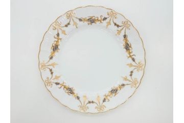 フランス　BERNARDAUD(ベルナルド)　LIMOGES(リモージュ)　マリー・テレーズ　細かな花のガーランドが装飾された優雅なプレート4枚セット(MARIE THERESE、リボン、花、フラワー、金彩、中皿、磁器、洋食器)(R-078638)