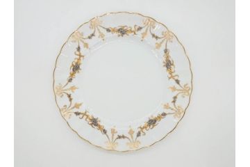 フランス　BERNARDAUD(ベルナルド)　LIMOGES(リモージュ)　マリー・テレーズ　細かな花のガーランドが装飾された優雅なプレート4枚セット(MARIE THERESE、リボン、花、フラワー、金彩、中皿、磁器、洋食器)(R-078638)