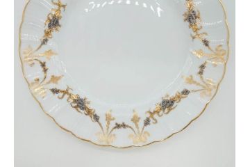 フランス　BERNARDAUD(ベルナルド)　LIMOGES(リモージュ)　マリー・テレーズ　細かな花のガーランドが装飾された優雅なプレート4枚セット(MARIE THERESE、リボン、花、フラワー、金彩、中皿、磁器、洋食器)(R-078638)