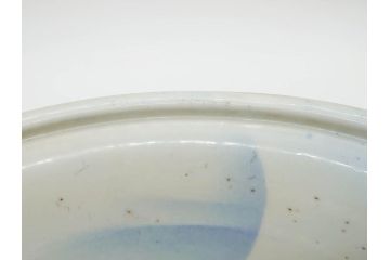 明治〜大正期　涼やかな鯉のデザインが目を引く手水鉢(深鉢、水瓶、水甕、染付、魚、笹、菊唐草、和食器)(R-078639)