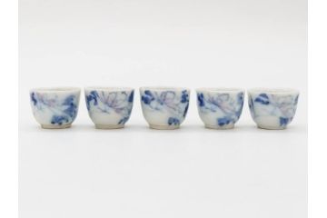 江戸〜明治期　古伊万里　雛道具　繊細に絵付けされたミニチュア和食器15点セット(染付、和食器、和皿、豆皿、変形皿、磁器、ひな祭り、ままごと、湯呑)(R-078641)