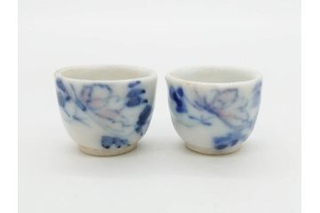 江戸〜明治期　古伊万里　雛道具　繊細に絵付けされたミニチュア和食器15点セット(染付、和食器、和皿、豆皿、変形皿、磁器、ひな祭り、ままごと、湯呑)(R-078641)