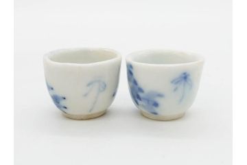 江戸〜明治期　古伊万里　雛道具　繊細に絵付けされたミニチュア和食器15点セット(染付、和食器、和皿、豆皿、変形皿、磁器、ひな祭り、ままごと、湯呑)(R-078641)