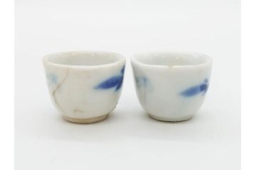 江戸〜明治期　古伊万里　雛道具　繊細に絵付けされたミニチュア和食器15点セット(染付、和食器、和皿、豆皿、変形皿、磁器、ひな祭り、ままごと、湯呑)(R-078641)