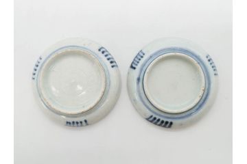 江戸〜明治期　古伊万里　雛道具　繊細に絵付けされたミニチュア和食器15点セット(染付、和食器、和皿、豆皿、変形皿、磁器、ひな祭り、ままごと、湯呑)(R-078641)