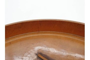 明治〜大正期　厳島神社　木製　彫刻　細かな彫りに匠の技が光る丸盆(トレー、トレイ、お盆)(R-078642)