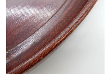 大正〜昭和初期　総欅(ケヤキ)材　木の温もりを感じる丸盆(トレイ、トレー、お盆)(R-078643)