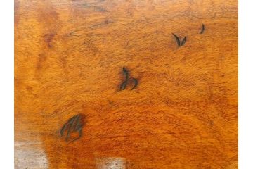 ビンテージ　大正〜昭和初期　彫刻　栃の木(トチノキ)　紅葉のワンポイントが魅力的な角盆(もみじ、ヴィンテージ、トレイ、トレー、お盆)(R-078644)