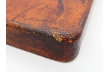 ビンテージ　大正〜昭和初期　彫刻　栃の木(トチノキ)　紅葉のワンポイントが魅力的な角盆(もみじ、ヴィンテージ、トレイ、トレー、お盆)(R-078644)
