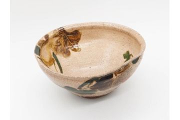 時代物　乾山銘　茶碗　約22cm　7.2寸　瓢箪のデザインが目を引く菓子器(尾形乾山、お茶碗、茶陶、茶道具、直物、和食器、七寸二分、共箱付き)(R-078645)